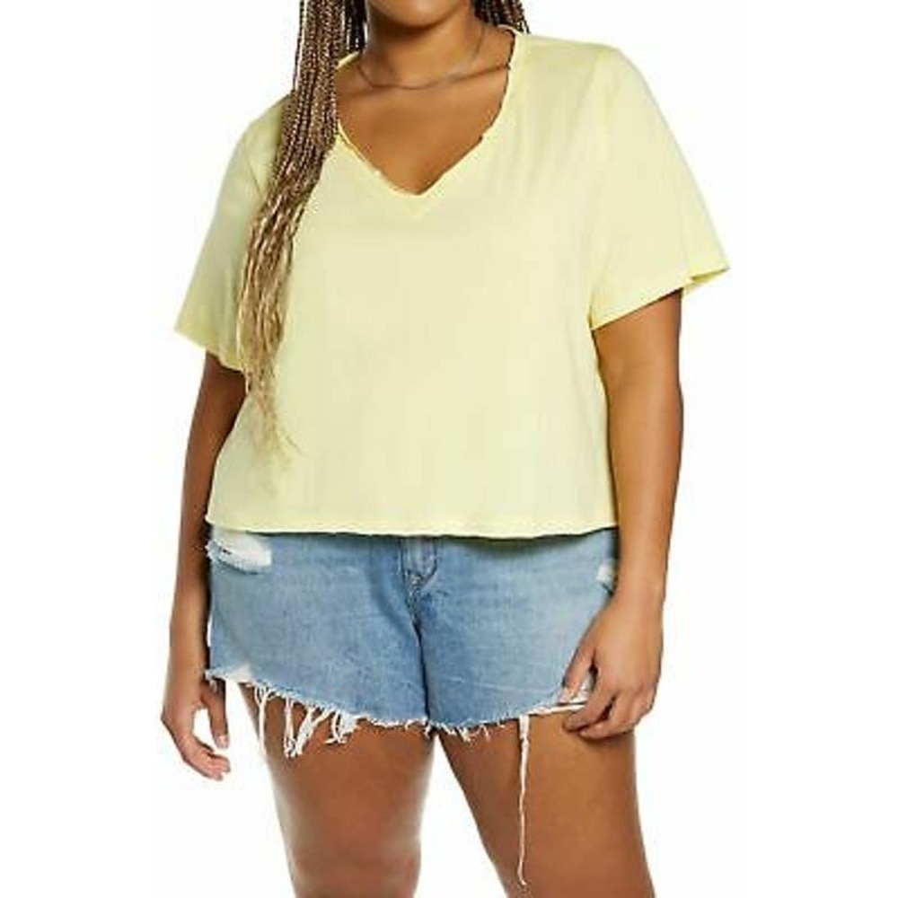 4/$25 NWT BP. Oversized Lace Trim T-shirt In Yellow